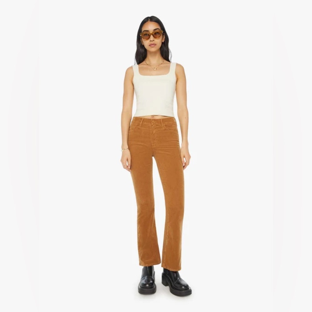 Mother The Weekender Midrise Corduroy Pants Flare Leg Tabacco